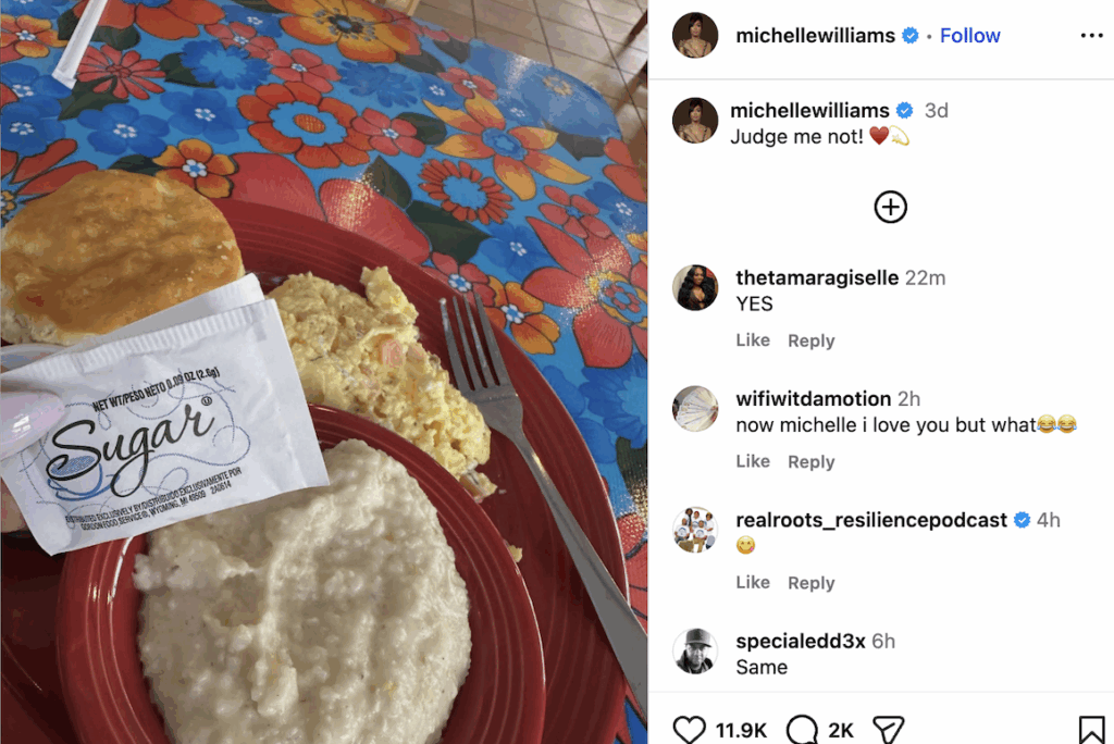 Michelle Williams Reignited an Age-Old Breakfast Debate in the Black Community With One Sweet Pic